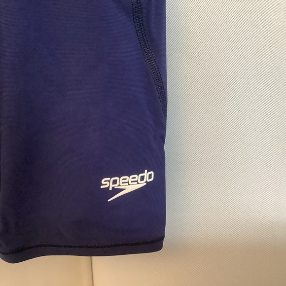 Speedo Swim Trunks Boys Size 26 Age 7-8, Racing Suit PowerPlus Jammer Navy - Picture 2 of 15